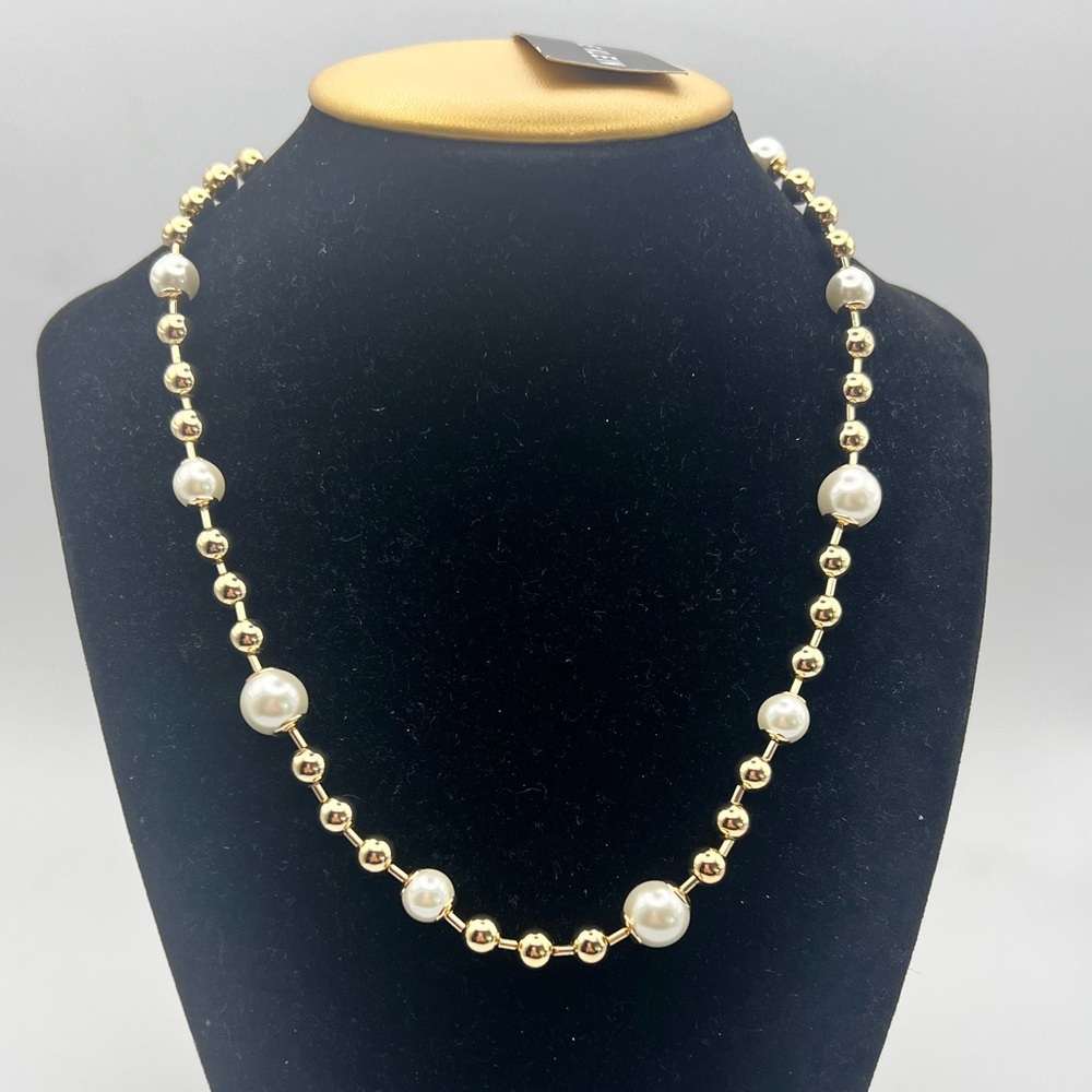 Anne Klein Gold Tone & Pearl Necklace – NWT